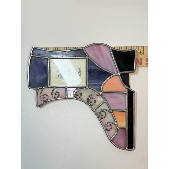 Art Glass Handmade Photo Frame Stain Glass Boot Shoe Shape Frame - Picture 5 of 9